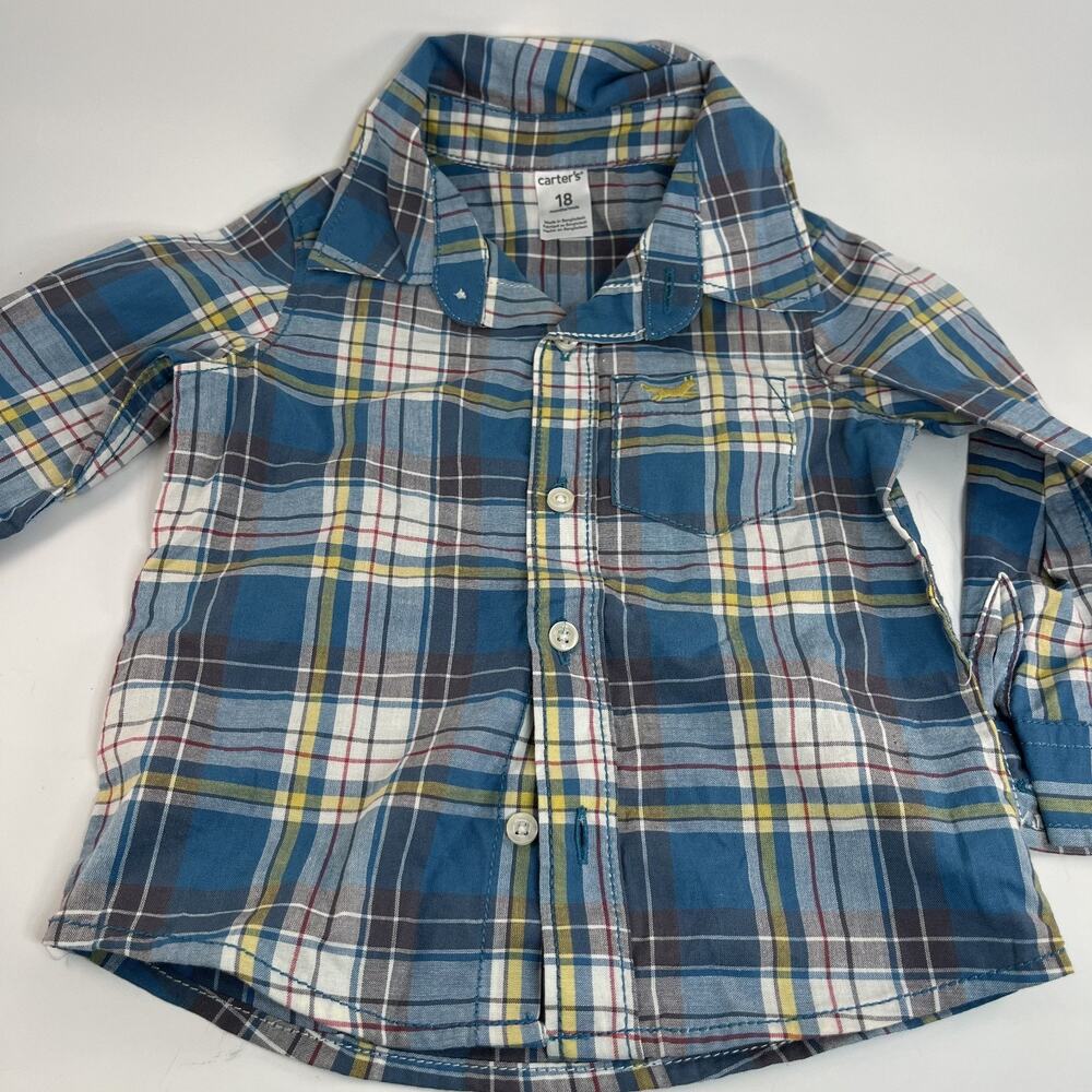 Carter’s Baby Plaid Button Up Shirt 18M Long Sleeve Blue